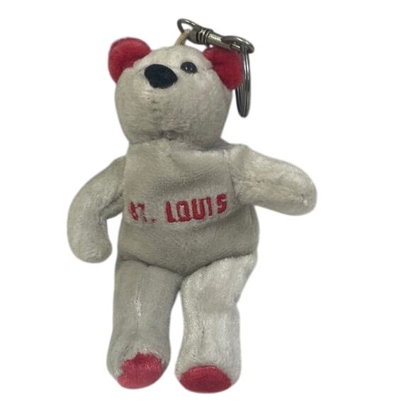 Vintage 1990s St Louis Cardinals Mark McGwire Stuffed Plush Teddy Bear Keychain - Picture 1 of 4